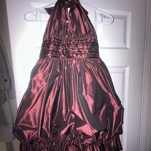 BCBG Maroon/Burgundy Halter Top Y2K Dress
